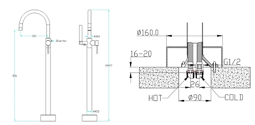 Смеситель для ванны Boheme CHROME 229 напольный Смеситель для ванны Boheme CHROME 229 напольный