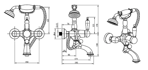 Смеситель для ванны Boheme CRYSTAL бронза (одноручковый) 303-CRST Смеситель для ванны Boheme CRYSTAL бронза (одноручковый) 303-CRST