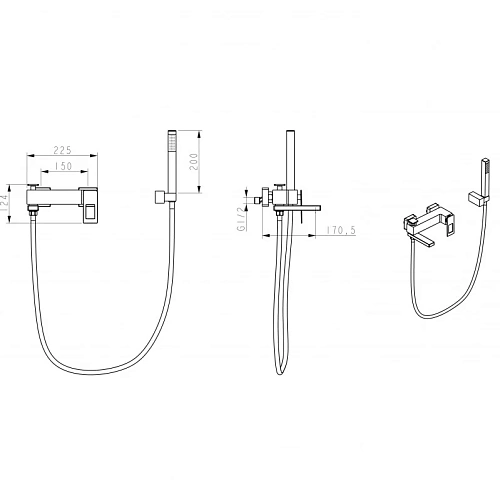 Смеситель для ванны Boheme GoldBlack 143-GB.2 с душем Смеситель для ванны Boheme GoldBlack 143-GB.2 с душем