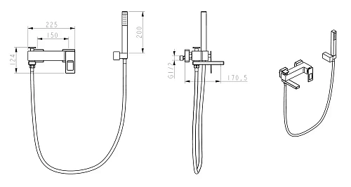 Смеситель для ванны Boheme GoldChrome 143-GCR с душем Смеситель для ванны Boheme GoldChrome 143-GCR с душем