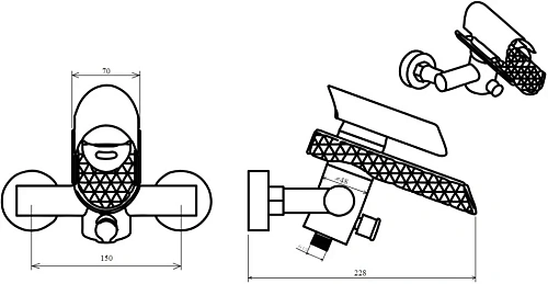 Смеситель для ванны Boheme HYPNOSE 233-CR Смеситель для ванны Boheme HYPNOSE 233-CR