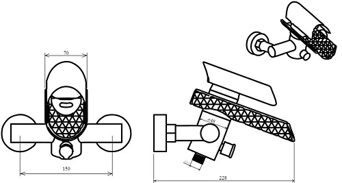 Смеситель для ванны Boheme HYPNOSE 233-G Смеситель для ванны Boheme HYPNOSE 233-G