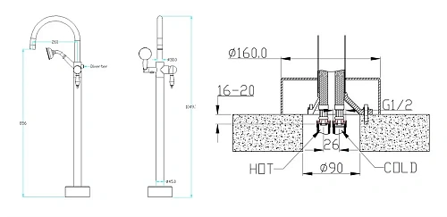 Смеситель для ванны Boheme MEDICI 309 напольный Смеситель для ванны Boheme MEDICI 309 напольный