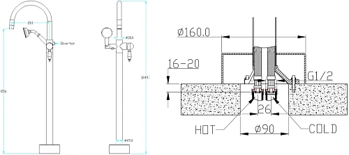 Смеситель для ванны Boheme MEDICI 309-SW напольный Swarovski Смеситель для ванны Boheme MEDICI 309-SW напольный Swarovski
