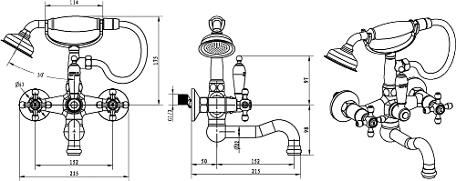Смеситель для ванны Boheme ROYAL 313-Royal бронза, переключатель Swarovski Смеситель для ванны Boheme ROYAL 313-Royal бронза, переключатель Swarovski