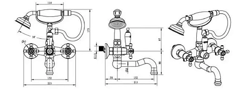 Смеситель для ванны Boheme ROYALi 293-Royal/CRST black CRYSTAL золото, переключатель Swarovski Смеситель для ванны Boheme ROYALi 293-Royal/CRST black CRYSTAL золото, переключатель Swarovski