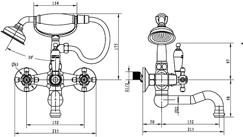 Смеситель для ванны Boheme SATINE 293-ST Смеситель для ванны Boheme SATINE 293-ST