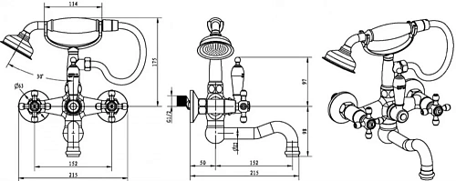 Смеситель для ванны Boheme SATINE бронза 313-ST Смеситель для ванны Boheme SATINE бронза 313-ST