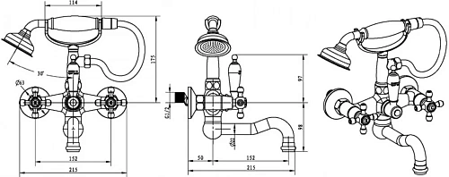 Смеситель для ванны Boheme SATINE хром 273-ST Смеситель для ванны Boheme SATINE хром 273-ST