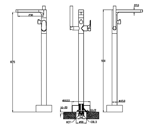 Смеситель для ванны Boheme SPECTRE 459-GM GunMetal Смеситель для ванны Boheme SPECTRE 459-GM GunMetal