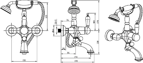 Смеситель для ванны Boheme Tradizionale Cromo 263 Смеситель для ванны Boheme Tradizionale Cromo 263