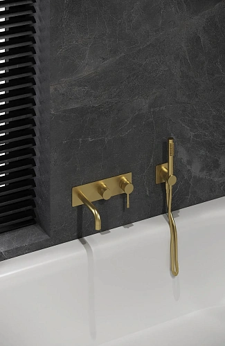 Смеситель для ванны Boheme Uno Matt Gold 464-3-MG встраиваемый Смеситель для ванны Boheme Uno Matt Gold 464-3-MG встраиваемый