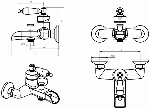 Смеситель для ванны Boheme VOGUE CRYSTAL хром (одноручковый) 223-CRST Смеситель для ванны Boheme VOGUE CRYSTAL хром (одноручковый) 223-CRST