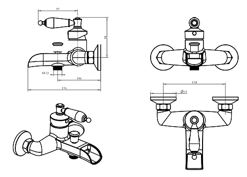 Смеситель для ванны Boheme Vogue бронза 203 Смеситель для ванны Boheme Vogue бронза 203