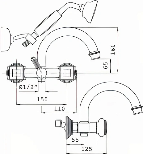 Смеситель для ванны CEZARES APHRODITE-V-01-O Смеситель для ванны CEZARES APHRODITE-V-01-O