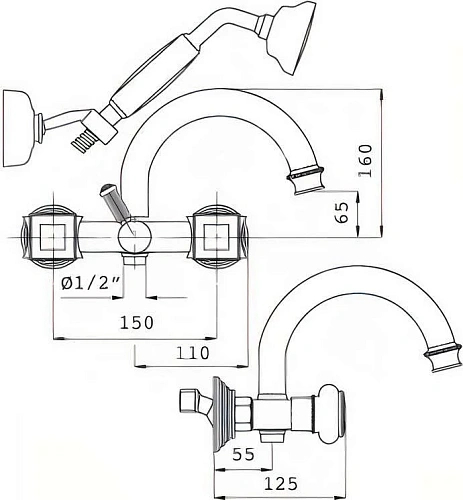 Смеситель для ванны CEZARES APHRODITE-V-02-M Смеситель для ванны CEZARES APHRODITE-V-02-M