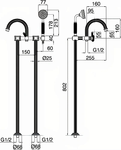 Смеситель для ванны CEZARES APHRODITE-VDP-01-S1 Смеситель для ванны CEZARES APHRODITE-VDP-01-S1