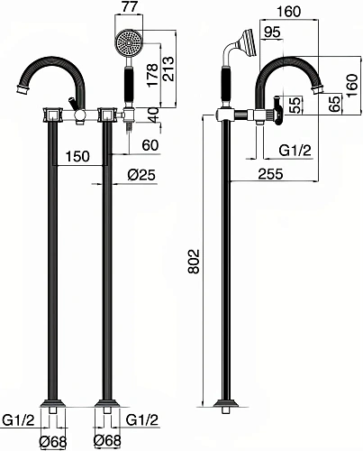 Смеситель для ванны CEZARES APHRODITE-VDP-03/24-O Смеситель для ванны CEZARES APHRODITE-VDP-03/24-O