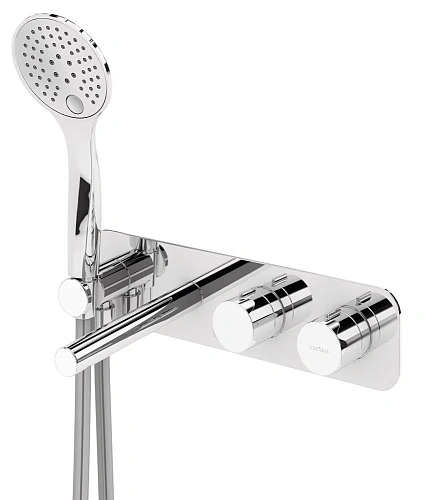 Смеситель для ванны CEZARES CZR-B-VDM1-T-NOP встраиваемый термостатический, с ручным душем, черный матовый Смеситель для ванны CEZARES CZR-B-VDM1-T-NOP встраиваемый термостатический, с ручным душем, черный матовый