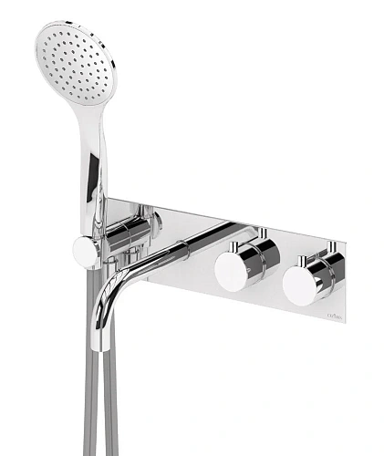 Смеситель для ванны CEZARES CZR-B-VDM2-T-NOP встраиваемый термостатический, переключатель на 3 выхода, с ручным душем, черный матовый Смеситель для ванны CEZARES CZR-B-VDM2-T-NOP встраиваемый термостатический, переключатель на 3 выхода, с ручным душем, черный матовый