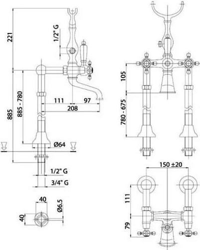 Смеситель для ванны CEZARES GOLF-VDP-01-M Смеситель для ванны CEZARES GOLF-VDP-01-M