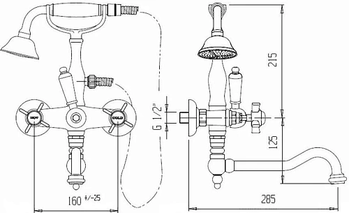 Смеситель для ванны CEZARES GOLF-VDPS2-01-Bi Смеситель для ванны CEZARES GOLF-VDPS2-01-Bi