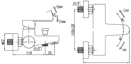 Смеситель для ванны CEZARES LACONICO-C-VD-BLC Смеситель для ванны CEZARES LACONICO-C-VD-BLC