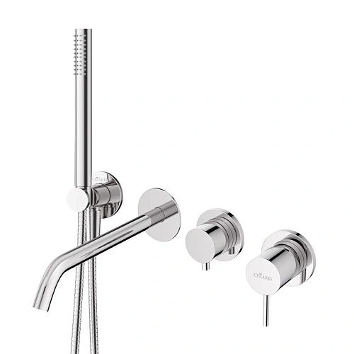 Смеситель для ванны CEZARES LEAF-VDIM3-D-L-01 встраиваемый с переключателем на 3 выхода, с ручным душем, хром Смеситель для ванны CEZARES LEAF-VDIM3-D-L-01 встраиваемый с переключателем на 3 выхода, с ручным душем, хром