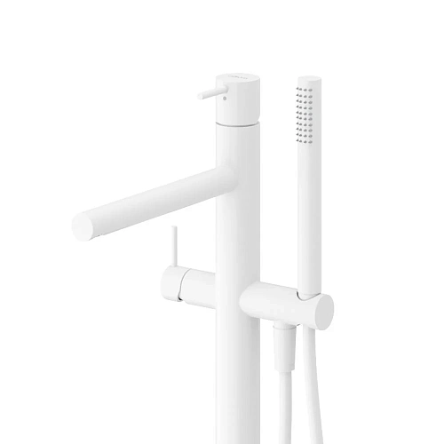 Смеситель для ванны CEZARES LEAF-VDP-L-BIO Напольный с ручным душем и шлангом, белый матовый Смеситель для ванны CEZARES LEAF-VDP-L-BIO Напольный с ручным душем и шлангом, белый матовый