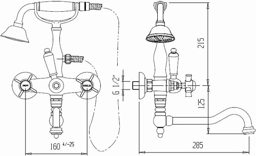 Смеситель для ванны CEZARES LORD-VDF-03/24-Bi Смеситель для ванны CEZARES LORD-VDF-03/24-Bi