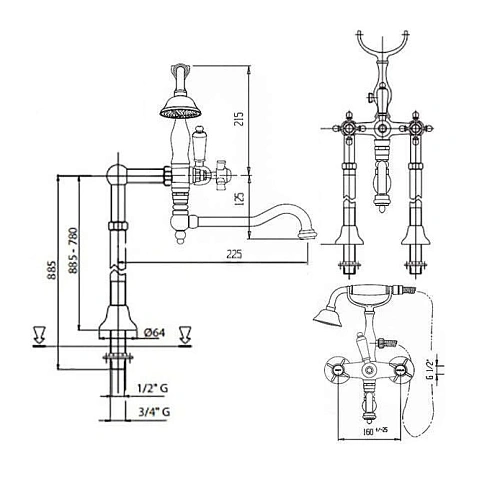 Смеситель для ванны CEZARES LORD-VDP2-01-M Смеситель для ванны CEZARES LORD-VDP2-01-M