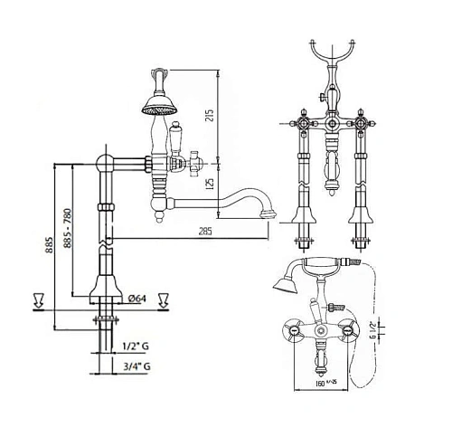 Смеситель для ванны CEZARES LORD-VDPS2-01-M Смеситель для ванны CEZARES LORD-VDPS2-01-M