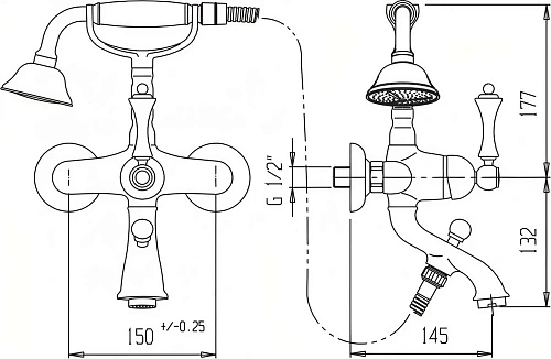 Смеситель для ванны CEZARES MARGOT-VDM-03/24-N Смеситель для ванны CEZARES MARGOT-VDM-03/24-N