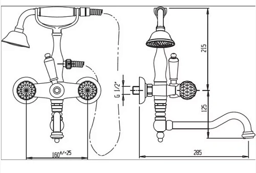 Смеситель для ванны CEZARES NOSTALGIA-VDF-03/24-M Смеситель для ванны CEZARES NOSTALGIA-VDF-03/24-M