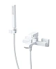 Смеситель для ванны CEZARES PORTA-VM-BIO, с ручным душем, шлангом и держателем, белый матовый