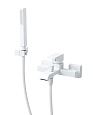 Смеситель для ванны CEZARES PORTA-VM-BIO, с ручным душем, шлангом и держателем, белый матовый Смеситель для ванны CEZARES PORTA-VM-BIO, с ручным душем, шлангом и держателем, белый матовый