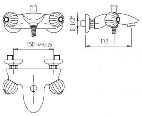 Смеситель для ванны CEZARES ROYAL PALACE-V-03-MS Смеситель для ванны CEZARES ROYAL PALACE-V-03-MS