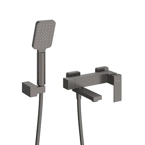 Смеситель для ванны CEZARES SLIDER-VD-GM с ручным душем, шлангом и держателем, оружейная сталь Смеситель для ванны CEZARES SLIDER-VD-GM с ручным душем, шлангом и держателем, оружейная сталь