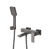 Смеситель для ванны CEZARES SLIDER-VD-GM с ручным душем, шлангом и держателем, оружейная сталь