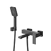 Смеситель для ванны CEZARES SLIDER-VD-NOP с ручным душем, шлангом и держателем, черный матовый