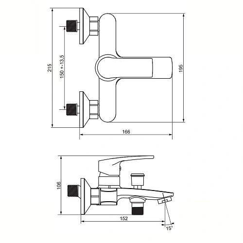 Смеситель для ванны Damixa Eclipse 2.0 481000000 хром Смеситель для ванны Damixa Eclipse 2.0 481000000 хром