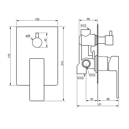 Смеситель для ванны Damixa Gala 537100300 встраиваемый черный Смеситель для ванны Damixa Gala 537100300 встраиваемый черный