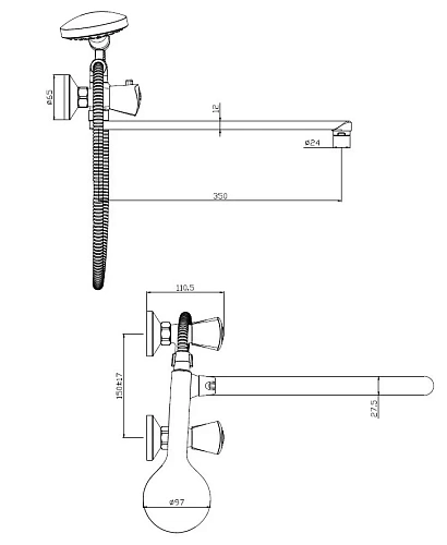 Смеситель для ванны Damixa Object HFON95000 душевым гарнитуром Смеситель для ванны Damixa Object HFON95000 душевым гарнитуром