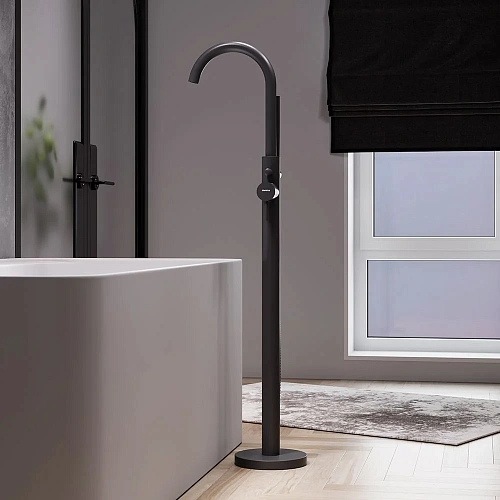 Смеситель для ванны Damixa Scandinavian Pure 365000300 отдельностоящий, черный матовый Смеситель для ванны Damixa Scandinavian Pure 365000300 отдельностоящий, черный матовый