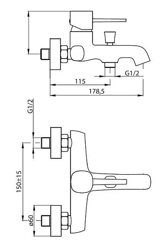 Смеситель для ванны Damixa Sirius 861000000 Смеситель для ванны Damixa Sirius 861000000