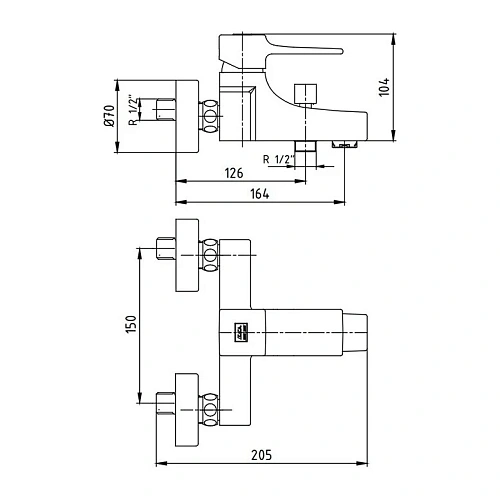 Смеситель для ванны E.C.A. Caro 102102424 Смеситель для ванны E.C.A. Caro 102102424