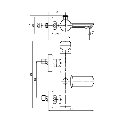 Смеситель для ванны E.C.A. Myra 104102470 Смеситель для ванны E.C.A. Myra 104102470
