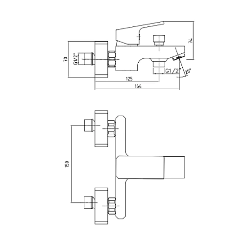 Смеситель для ванны E.C.A. Tiera 102102469EX Смеситель для ванны E.C.A. Tiera 102102469EX