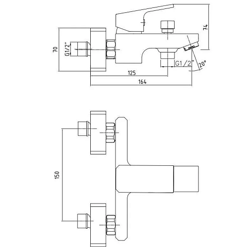 Смеситель для ванны E.C.A. Tiera 103502469EX черный Смеситель для ванны E.C.A. Tiera 103502469EX черный