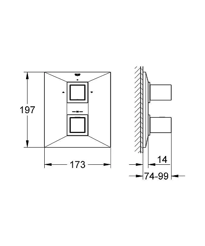 Смеситель для ванны GROHE Allure Brilliant, хром (19792000) внешняя часть термостатического смесител Смеситель для ванны GROHE Allure Brilliant, хром (19792000) внешняя часть термостатического смесител